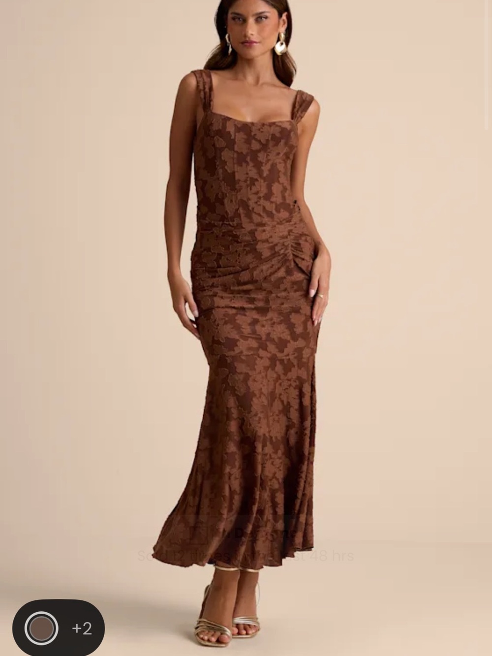 Lulu's Chocolate Brown Floral Jacquard Midi Dress